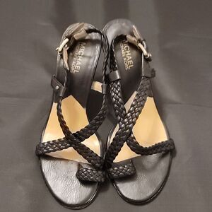 MICHAEL KORS BRAIDED LEATHER STILETTO PUMP HEEL SANDALS
